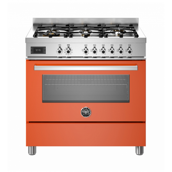 BERTAZZONI PRO9 6L 1E AR T Κουζίνα Ηλεκτρική με Εστίες Αερίου 90cm Πορτοκαλί